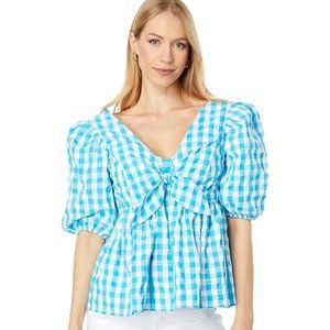 Lilly Pulitzer Sarafina Short Sleeve Gingham Blouse NWT